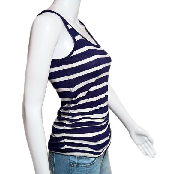 Navy Blue and White Striped Basic Tank - Picture 1 of 7